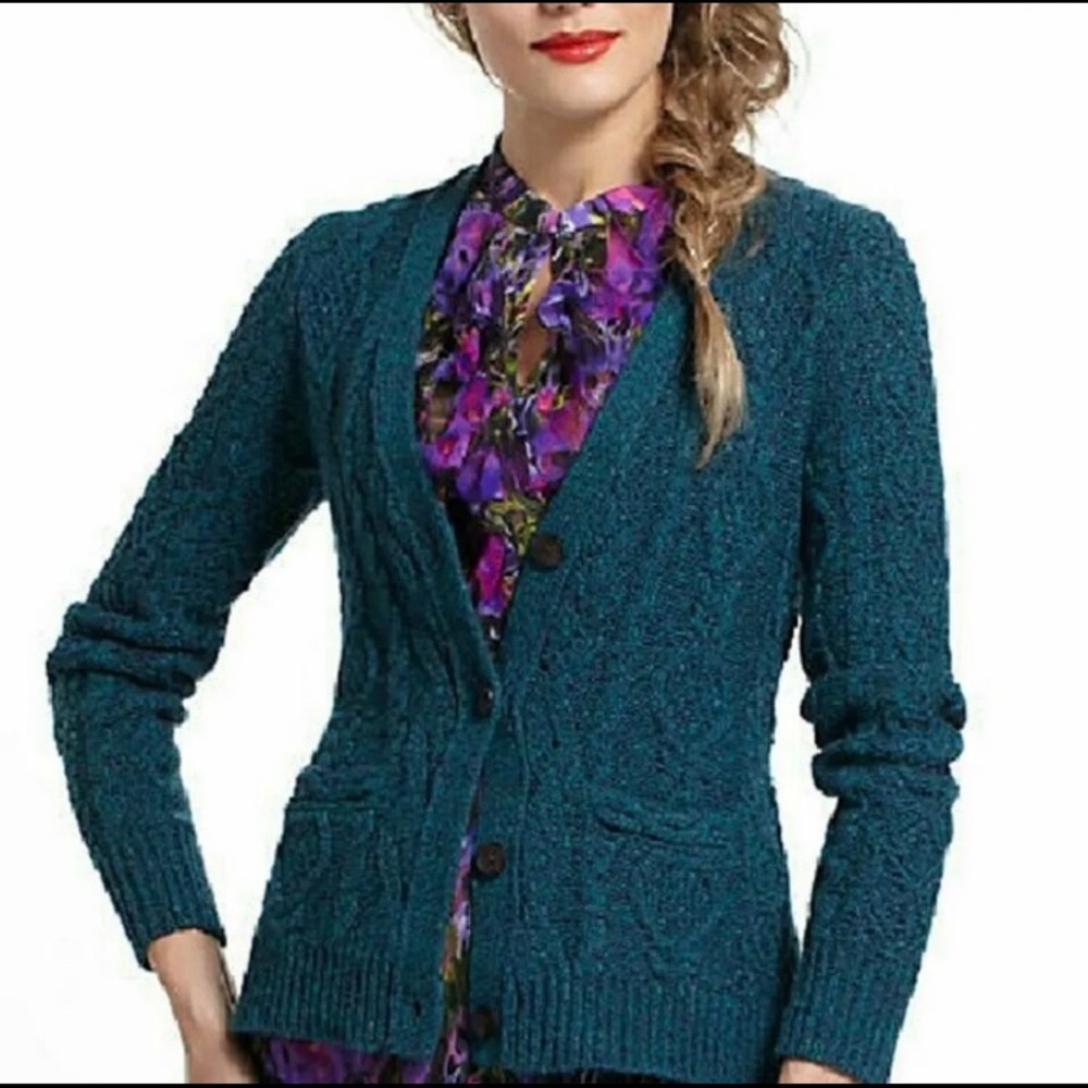 Anthropologie Far Away From Close Teal Sweater